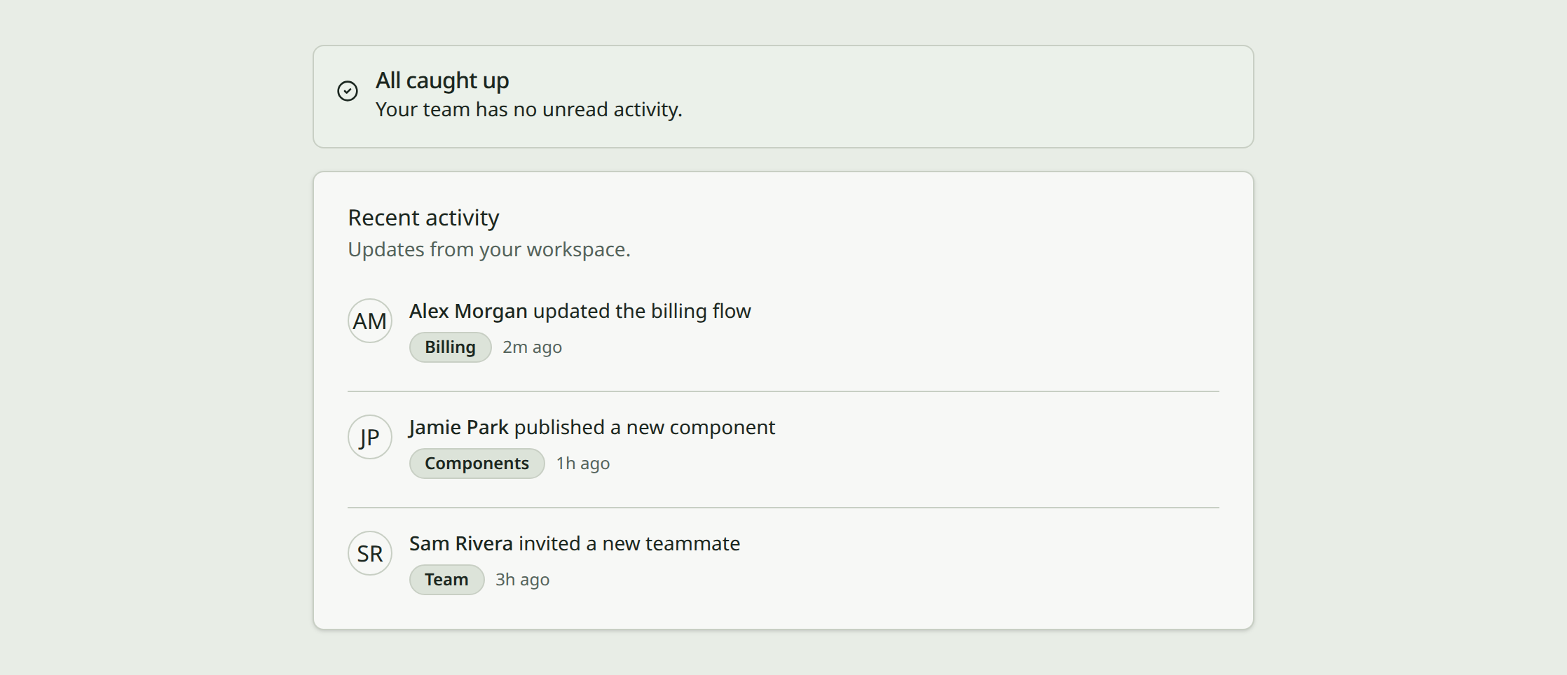 Activity feed example