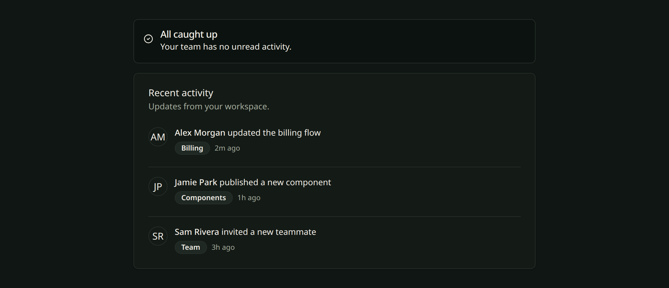 Activity feed example
