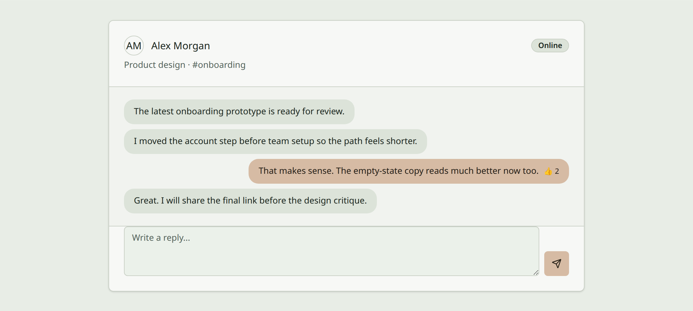 Conversation workspace example