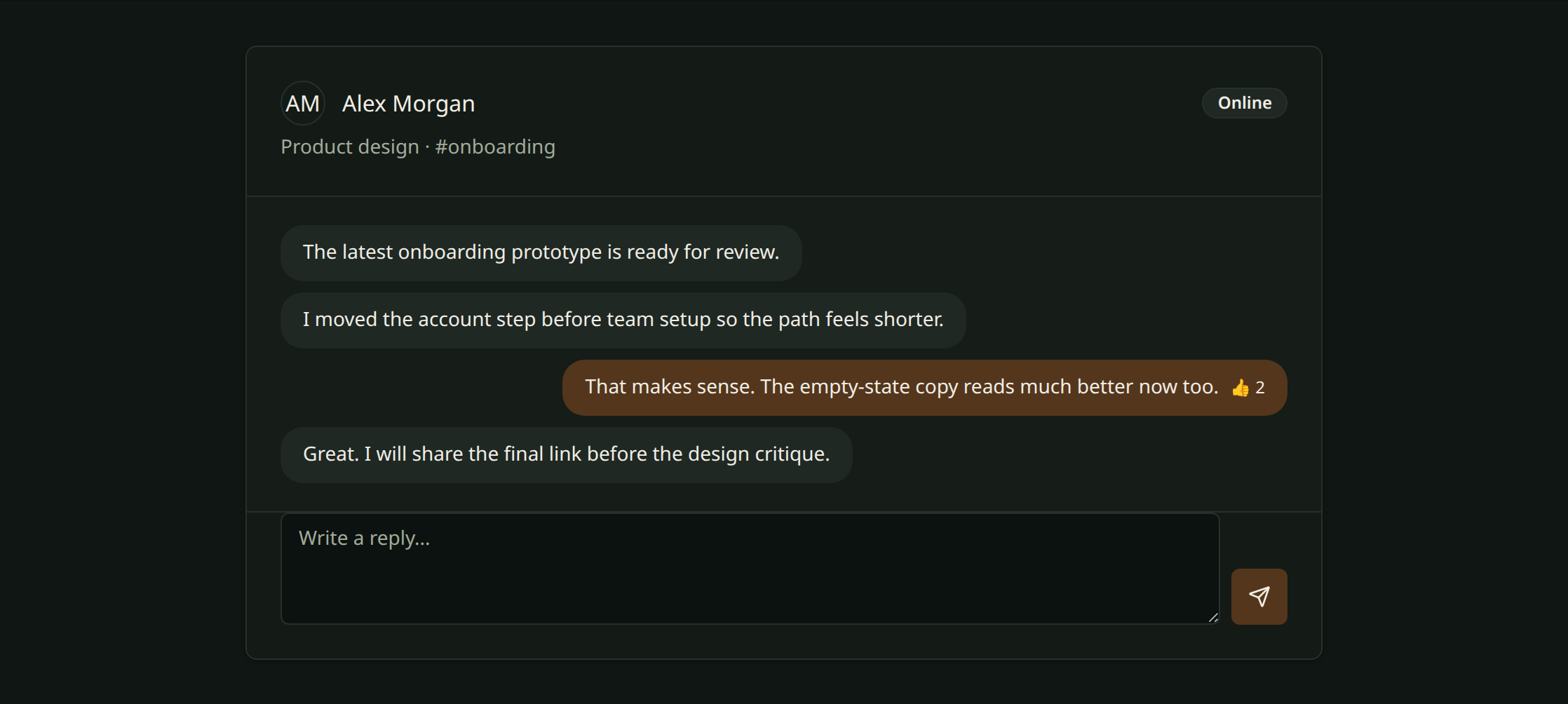 Conversation workspace example