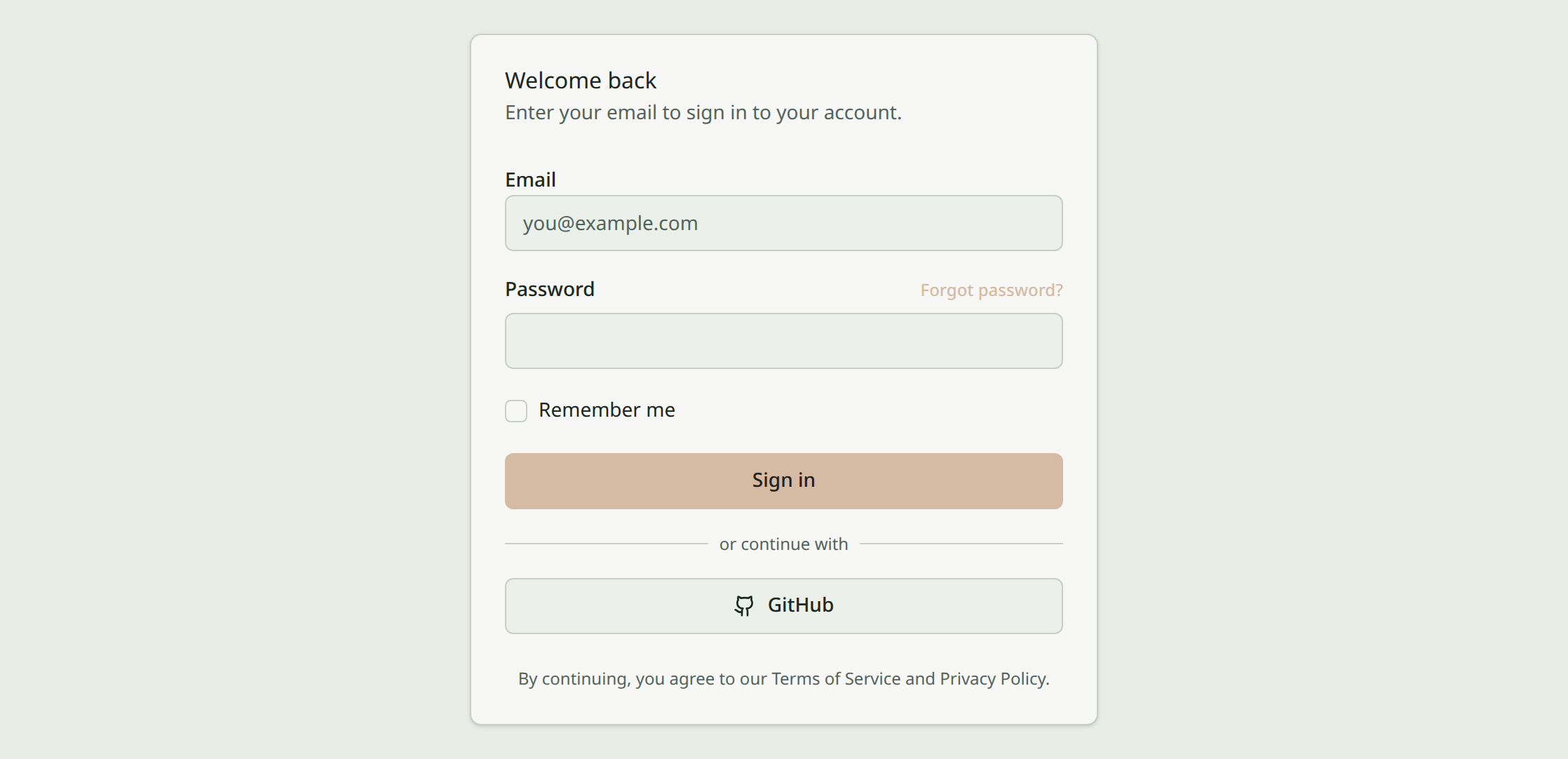 Sign-in form example